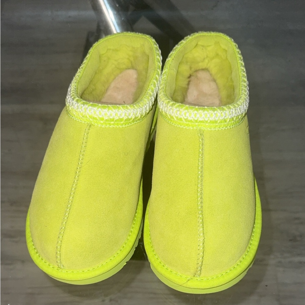 UGG- lime Green Suede Slippers